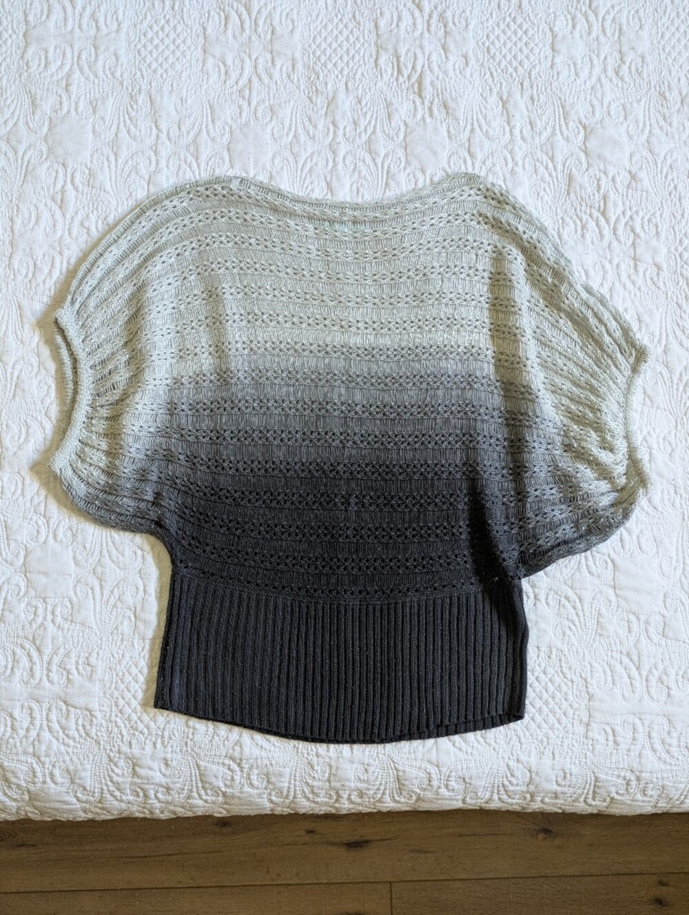 Maurices Gradient Knit Dolman Sleeve Knit Top Gray/Black